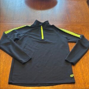 Navy and neon yellow stripe half zip